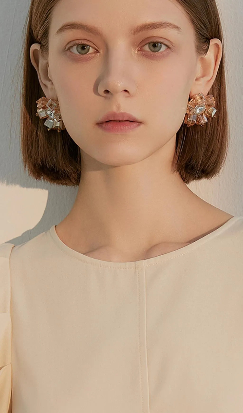 Audrina Gold Crystal 3D Flower Earrings Flowering Girl
