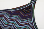 One-Shoulder Chevron Maxi Dress in Teal, Purple & Brown Flowering Girl