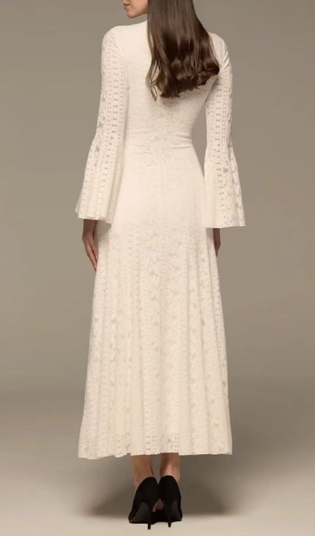 Kieu White Flared Sleeve Maxi Dress Flowering Girl
