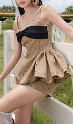 Kasi Khaki Dot Two-Piece Set Flowering Girl