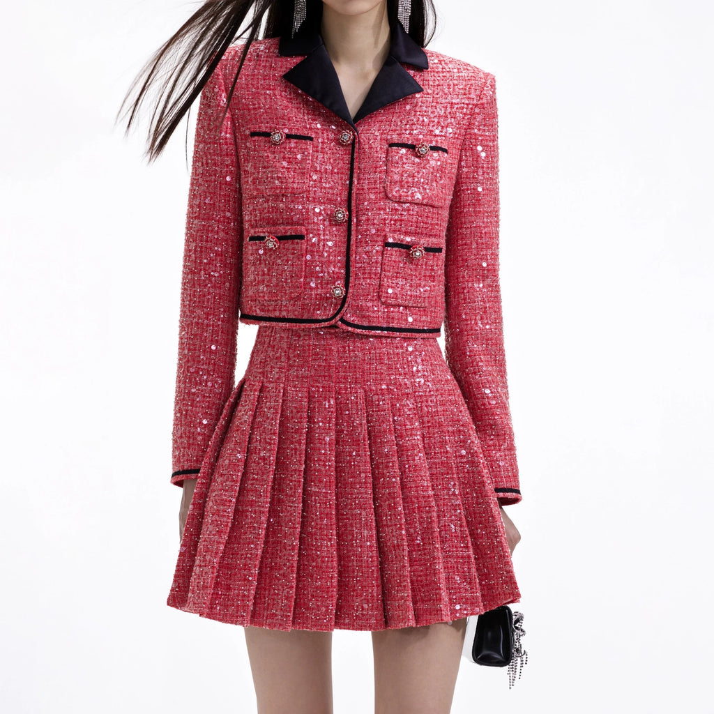 Red Boucle Jacket Flowering Girl