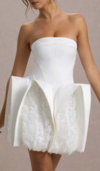 Dietrich White Strapless Flower Mini Dress Flowering Girl