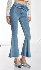 Danette Rhinestone Flare Jeans Flowering Girl