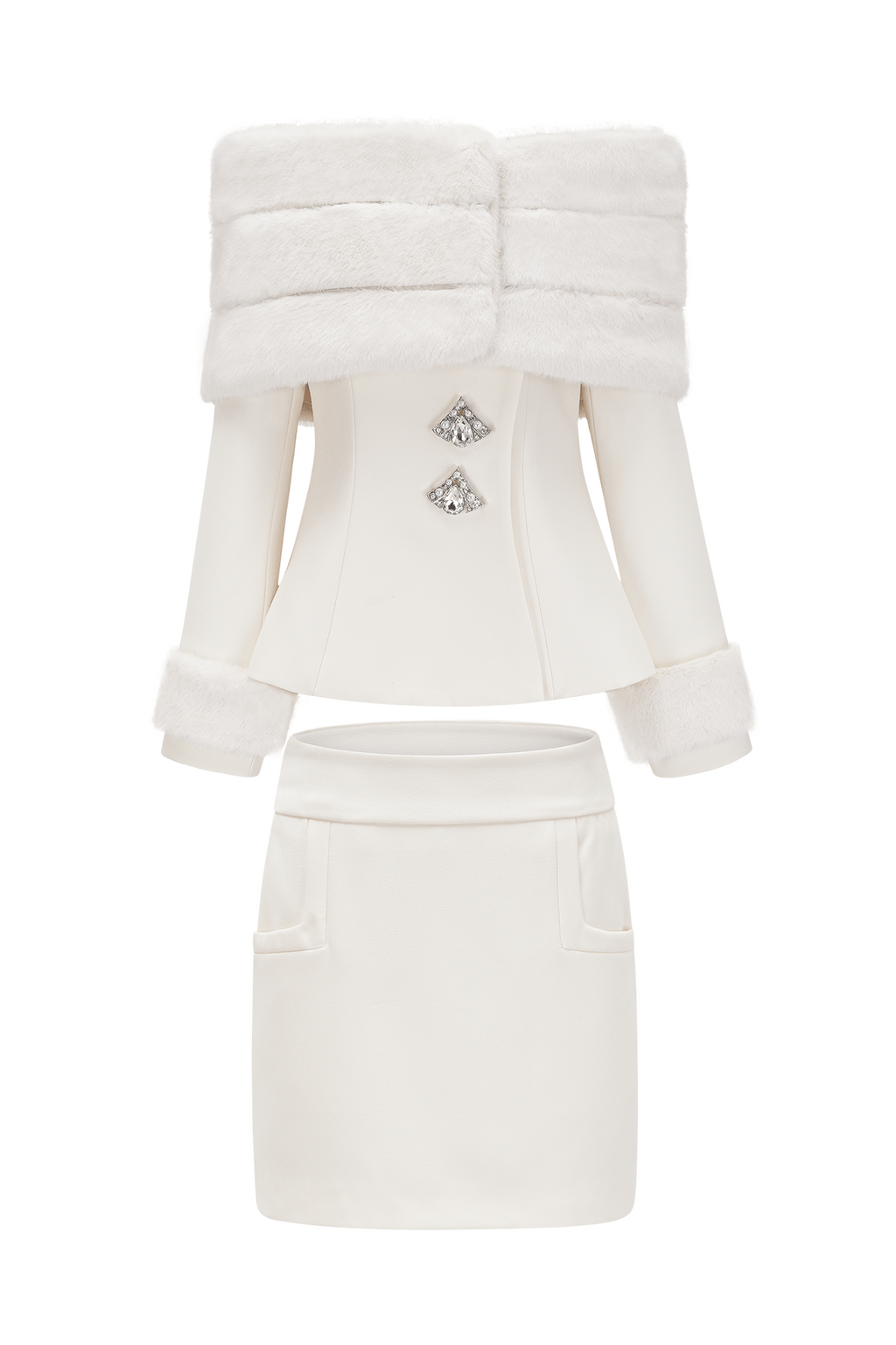 Sharon Off Shoulder Faux Fur Two Piece Set Flowering Girl