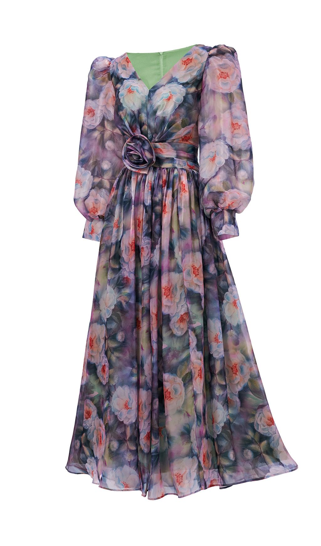 Feray Floral Printed Long Sleeve Maxi Dress Flowering Girl