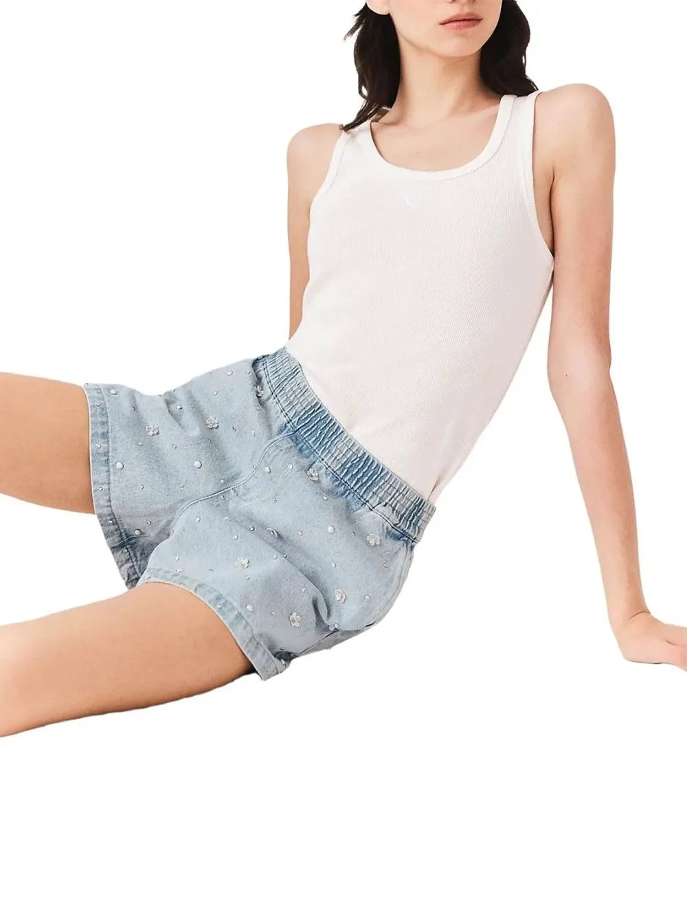 Floral Denim Shorts Flowering Girl