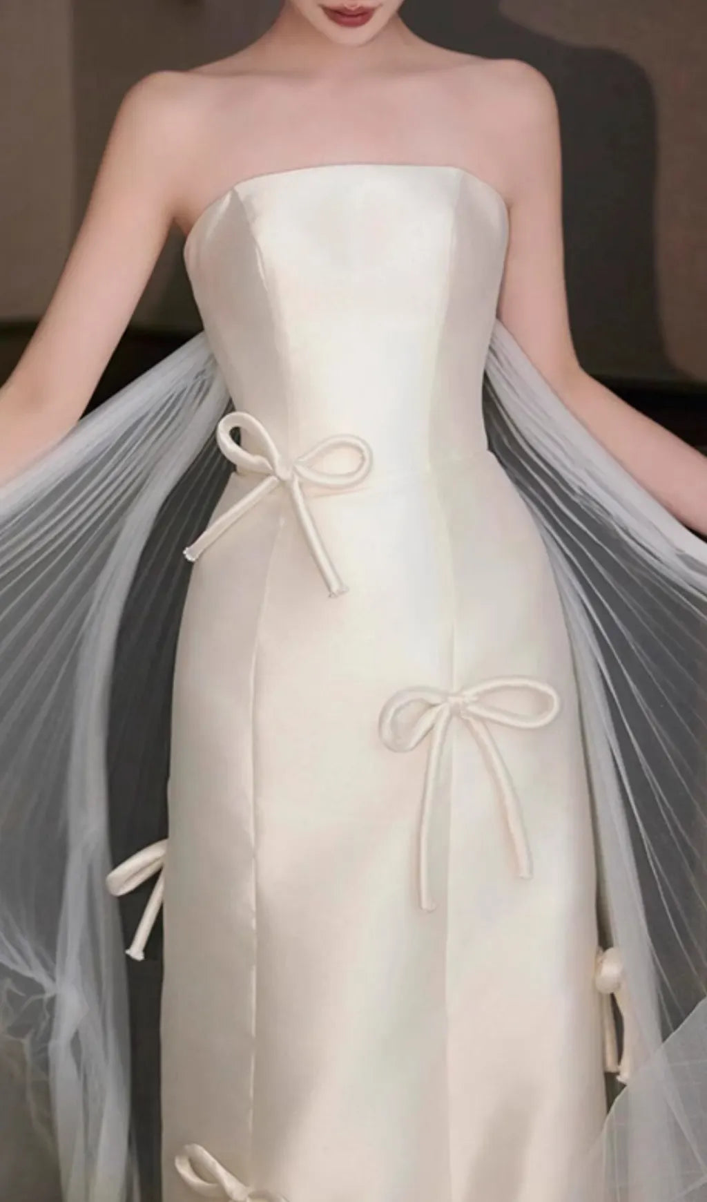 Chynna White Strapless Bow Wedding Dress Flowering Girl