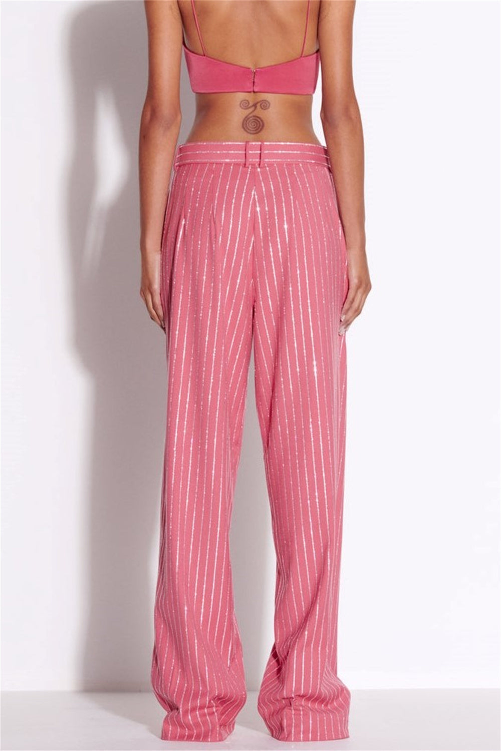 Ally Crystal Pinstripe Blazer Set in Pink Flowering Girl