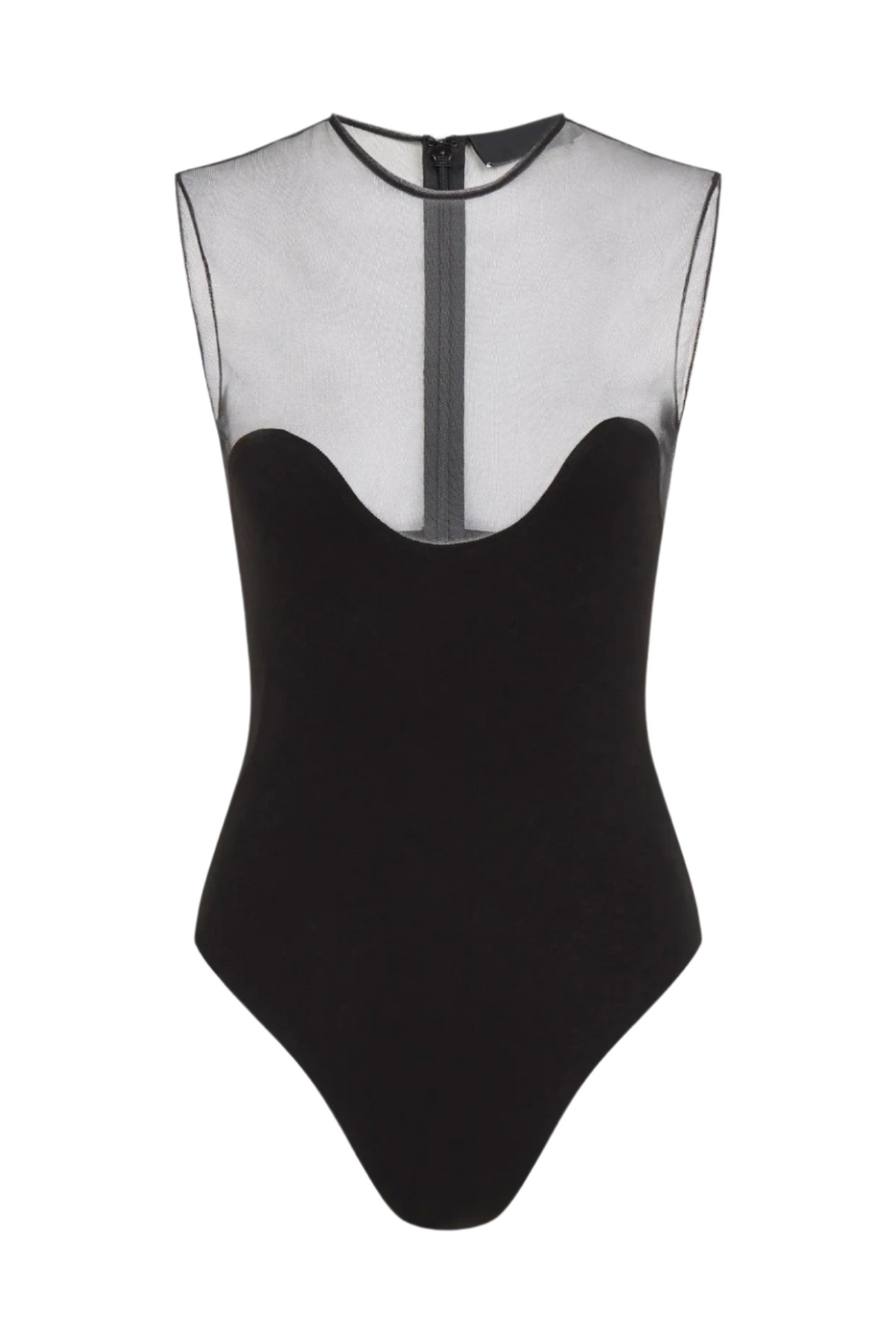 Llewyn Wave Neckline Bodysuit - Black Flowering Girl