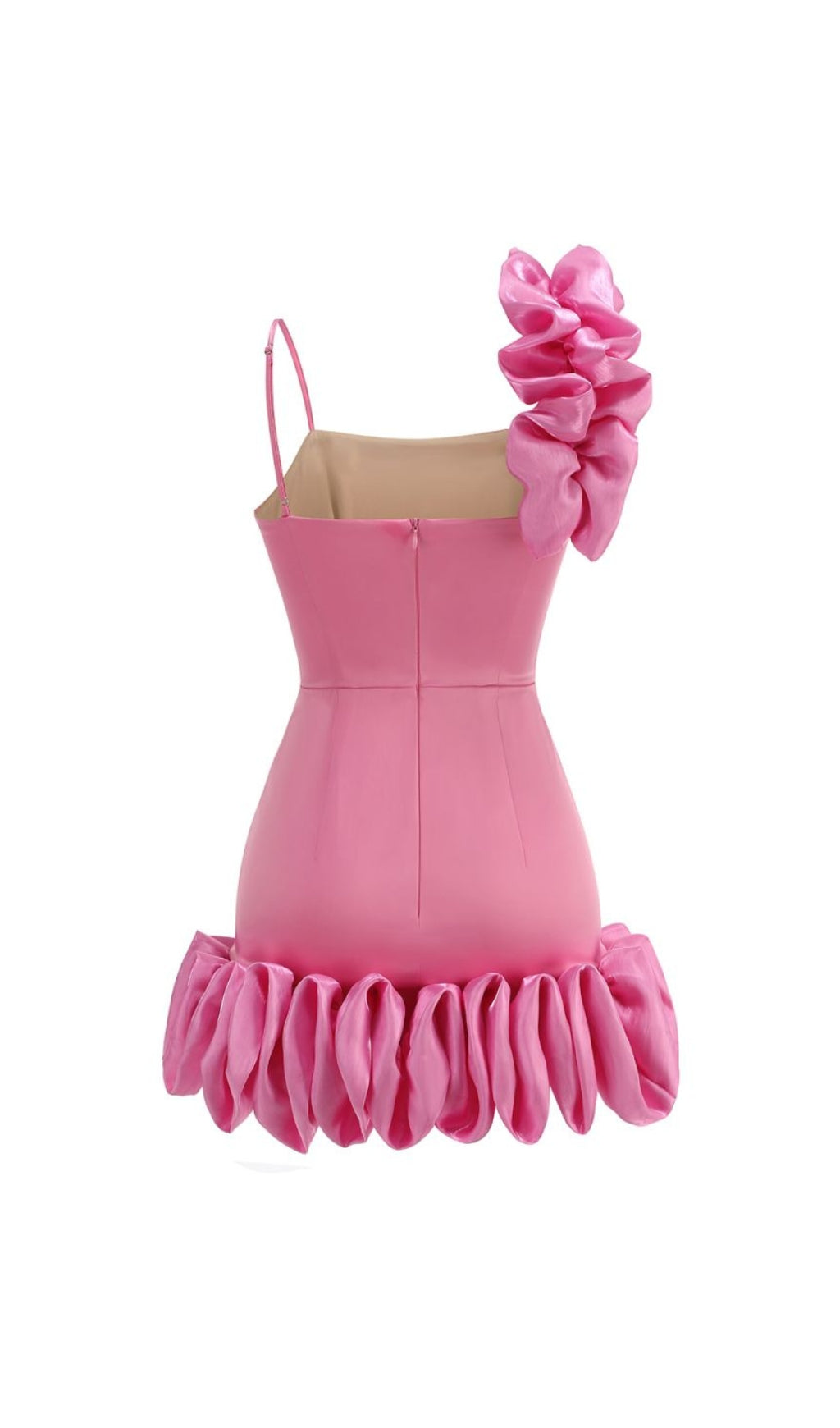 Bari Pink Ruffle Detail Mini Dress Flowering Girl