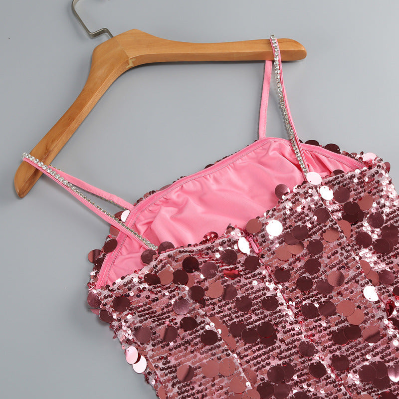 Isabela Pink Sequin Mini Dress Flowering Girl