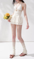 Leehi White Halter Beach Dress Flowering Girl