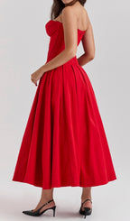 Devani Red Strapless Corset Midi Dress Flowering Girl