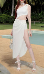 Darsha White One-Piece Swimsuit & Skirt Flowering Girl