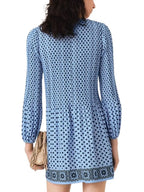 Patterned Pleated Mini Dress Flowering Girl
