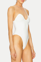 Llewyn Wave Neckline Bodysuit - White Flowering Girl