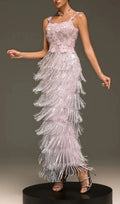 Heldris Fringe Sequin Flower Maxi Dress Flowering Girl