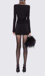 Deana Black Long Sleeve Ruched Mini Dress Flowering Girl