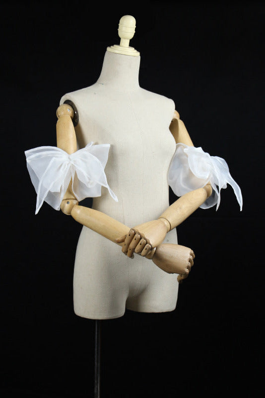 Organza Giant Bow Detachable Short Arm Cuffs Flowering Girl