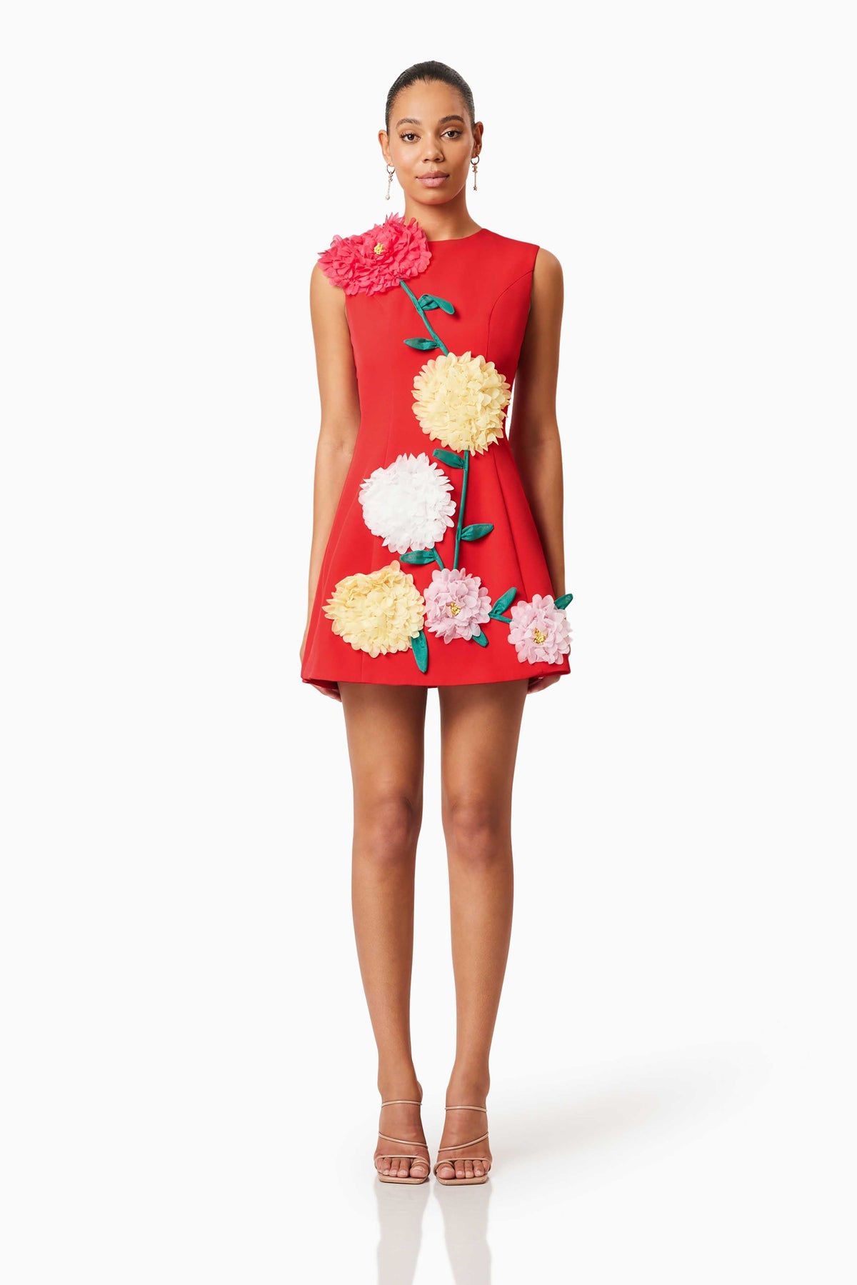 Buttercup Embroidered Mini Dress in Red Flowering Girl