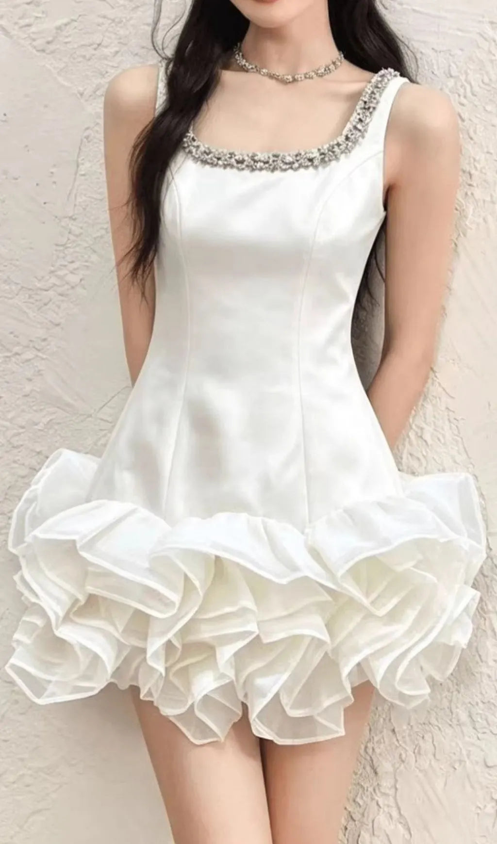 Kinley Satin Diamante Mini Dress Flowering Girl