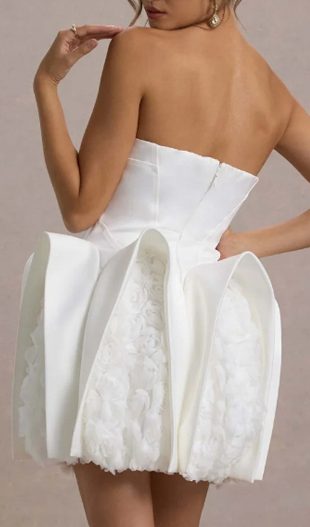 Dietrich White Strapless Flower Mini Dress Flowering Girl