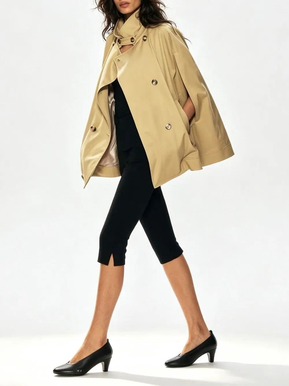 Mayu Khaki Coat Flowering Girl