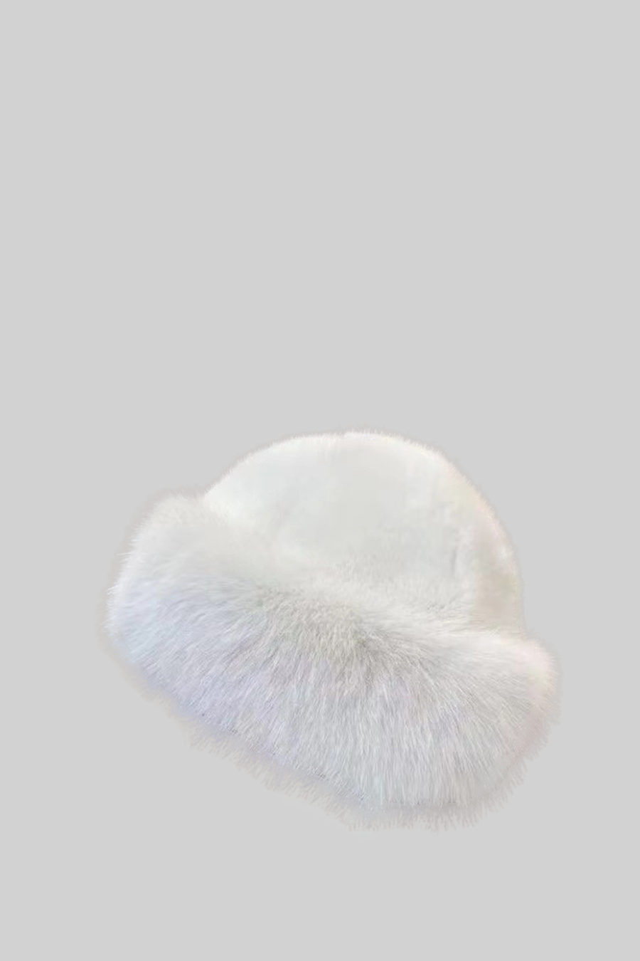 Furry Hat With Wide Brim - White Flowering Girl