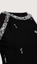 Rhinestone Embellished Sundress In Black Flowering Girl