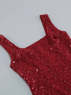 Red Feather Sequin Dress Flowering Girl