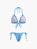 Halter Triangle Striped Bikini Set Flowering Girl