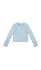 BLUE SEQUIN BOUCLE TOP Flowering Girl