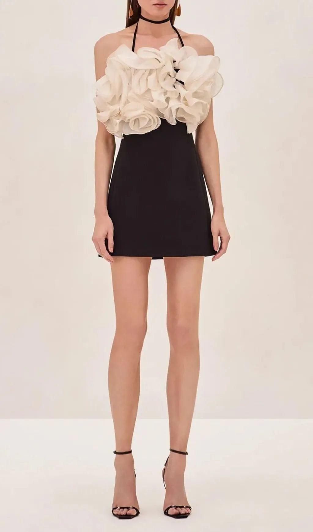 Jameela Black Halter Ruffle Mini Dress Flowering Girl