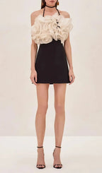 Jameela Black Halter Ruffle Mini Dress Flowering Girl