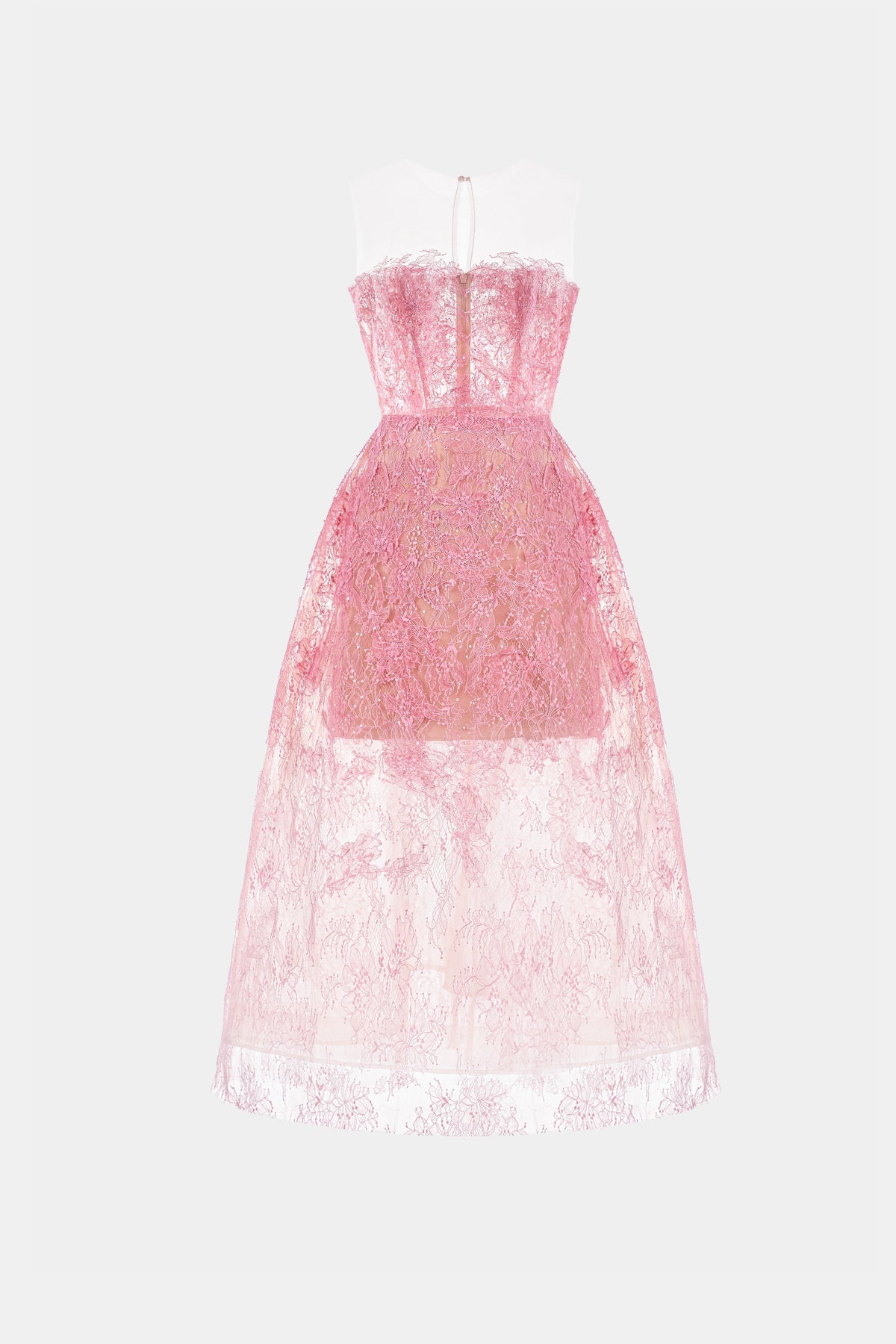 PINK BEADED LACE MIDI DRESS Flowering Girl