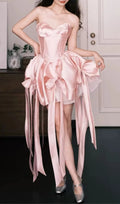 Lebana Pink Strapless Bow Mini Dress Flowering Girl