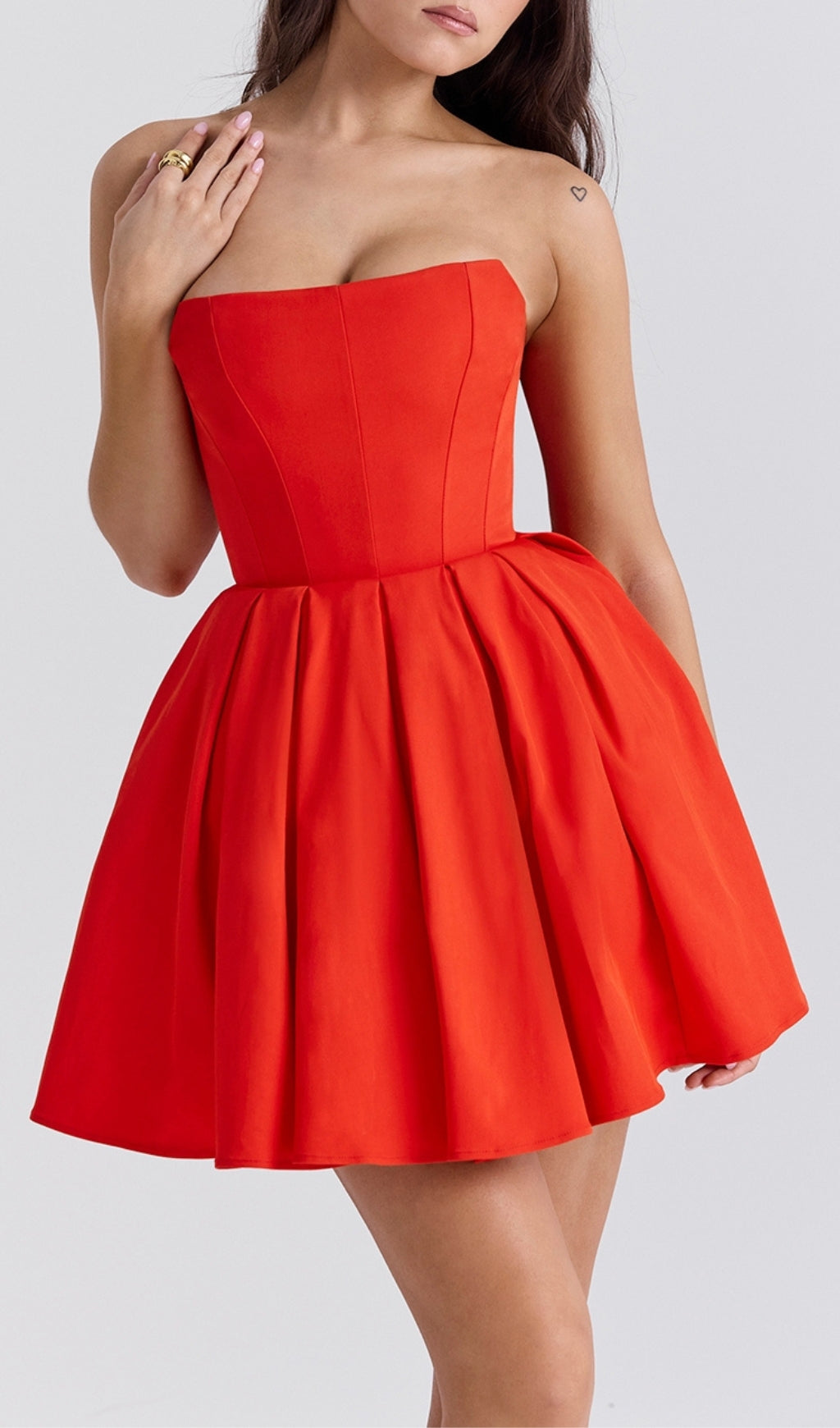 Aquamarine Red Strapless Mini Dress Flowering Girl