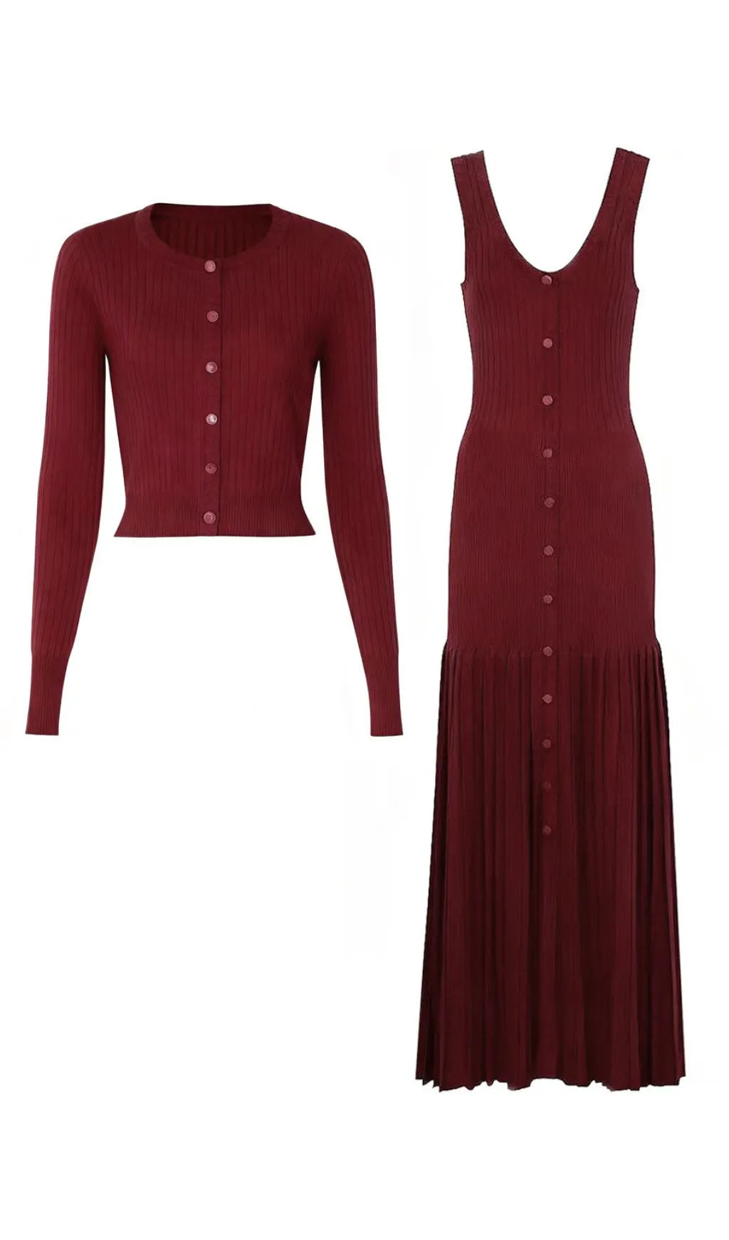 Jackie Wine Knit Cardigan & Maxi Dress Flowering Girl
