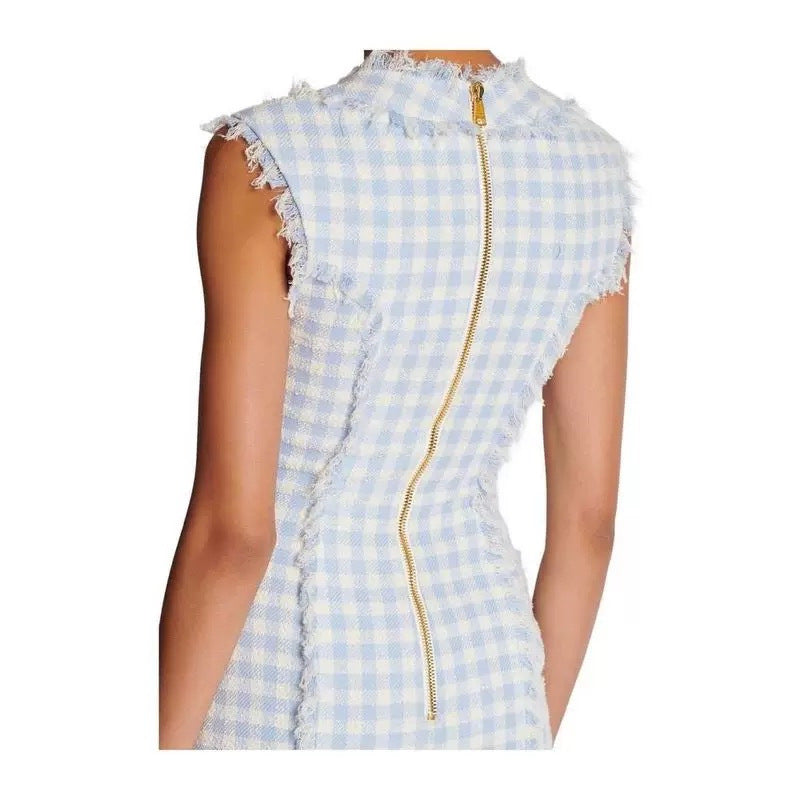 Blue White Gingham Mini dress Flowering Girl
