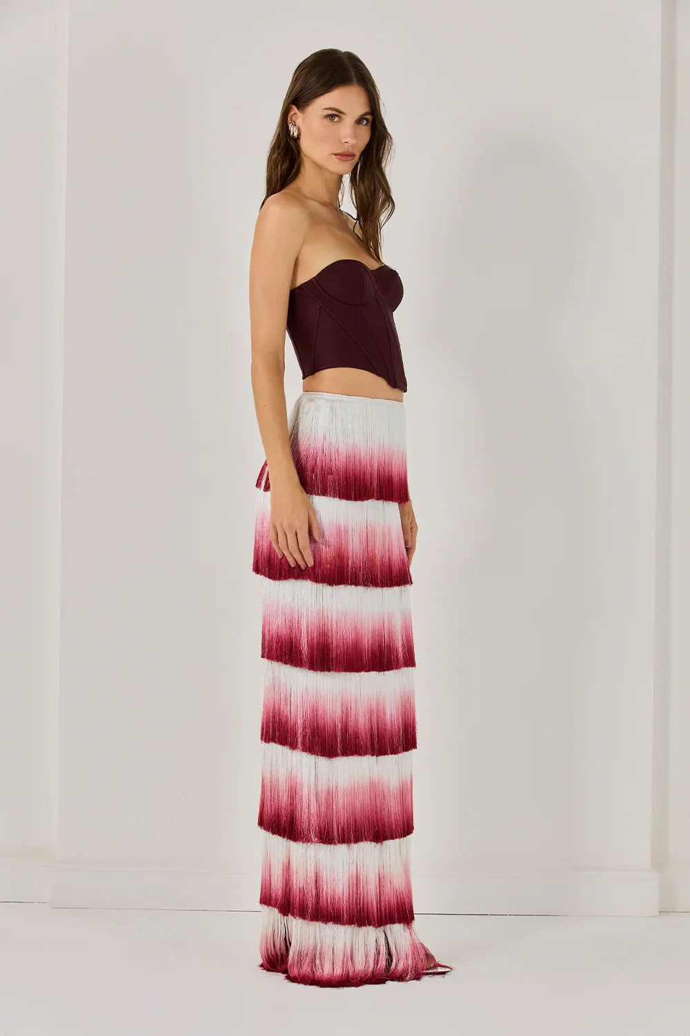 Despo Gradient Fringe Corset Two Piece Bandage Set Flowering Girl
