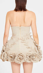Bice Nude Strapless Bustier Flower Mini Dress Flowering Girl