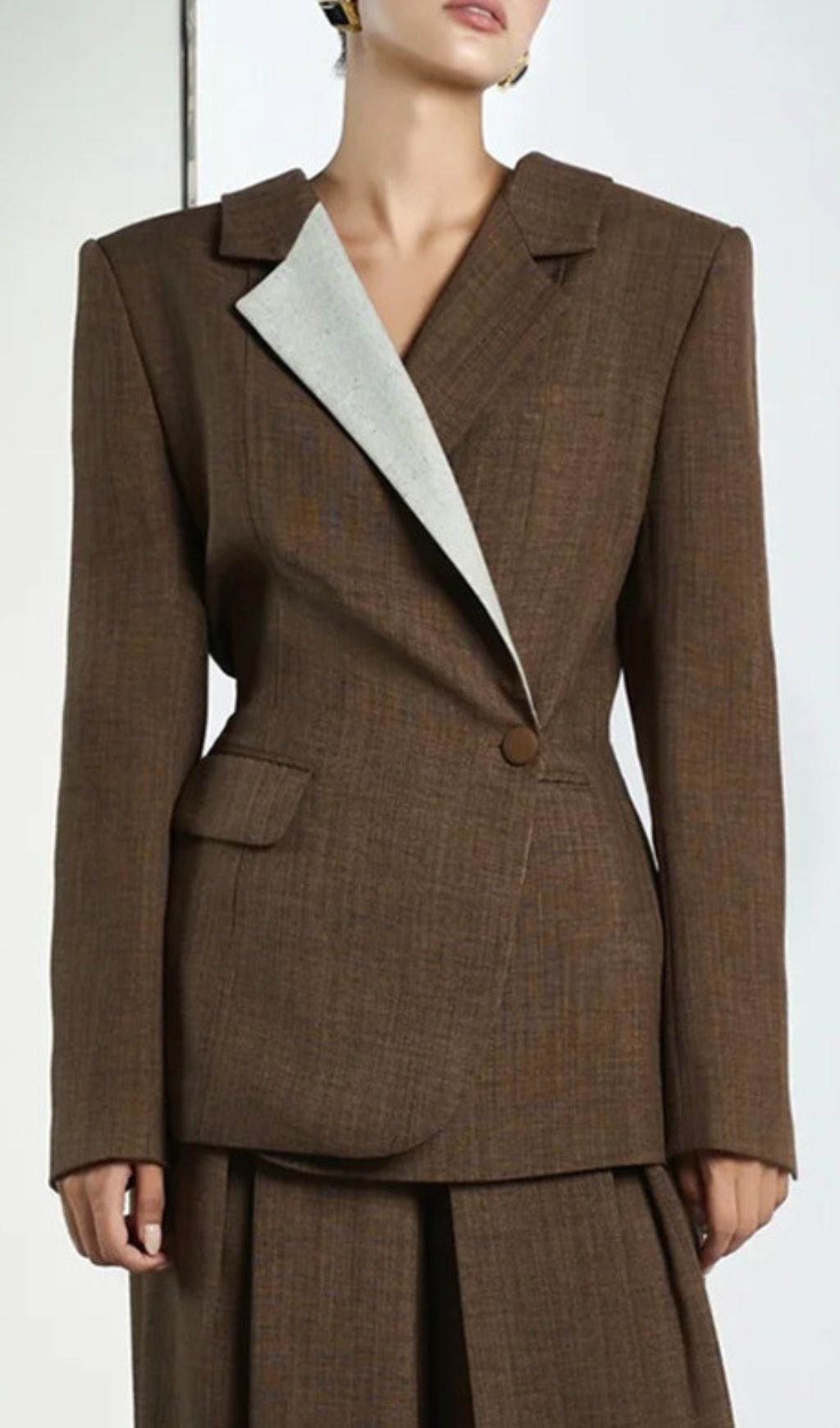Giustina Contrast Stitching Blazer Flowering Girl