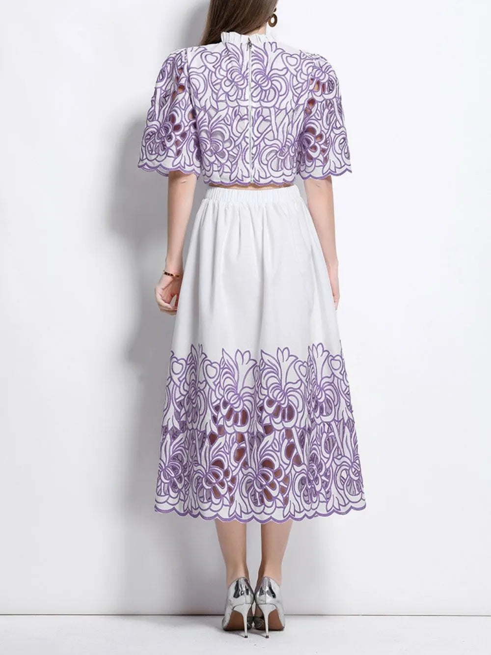 Mahira Purple Flower Embroidery Two-Piece Set Flowering Girl