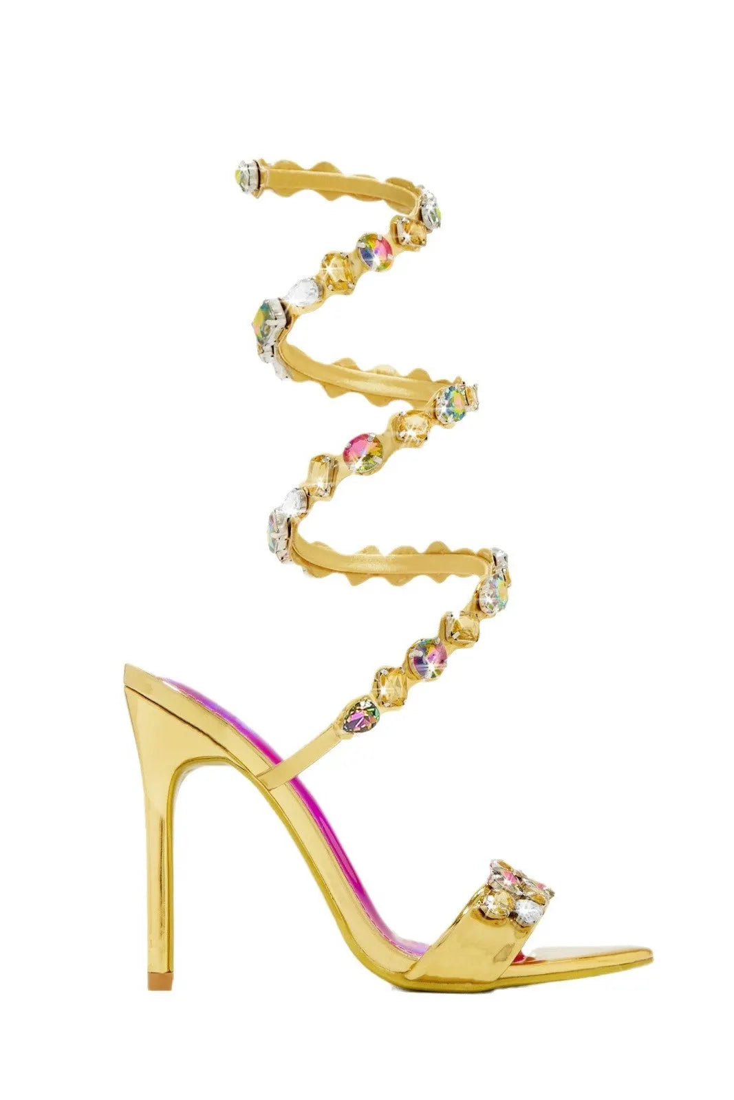 Laura Diamond Ankle Strap Stiletto Sandals - Gold Flowering Girl