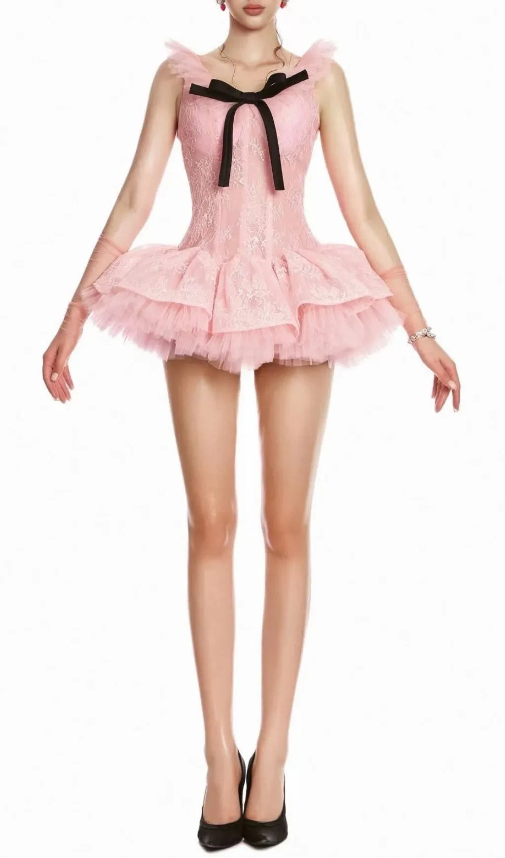 Kelsea Pink Lace Mini Dress Flowering Girl