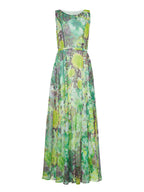 Green Flower Sleeveless Large Swing Maxi Dress Flowering Girl