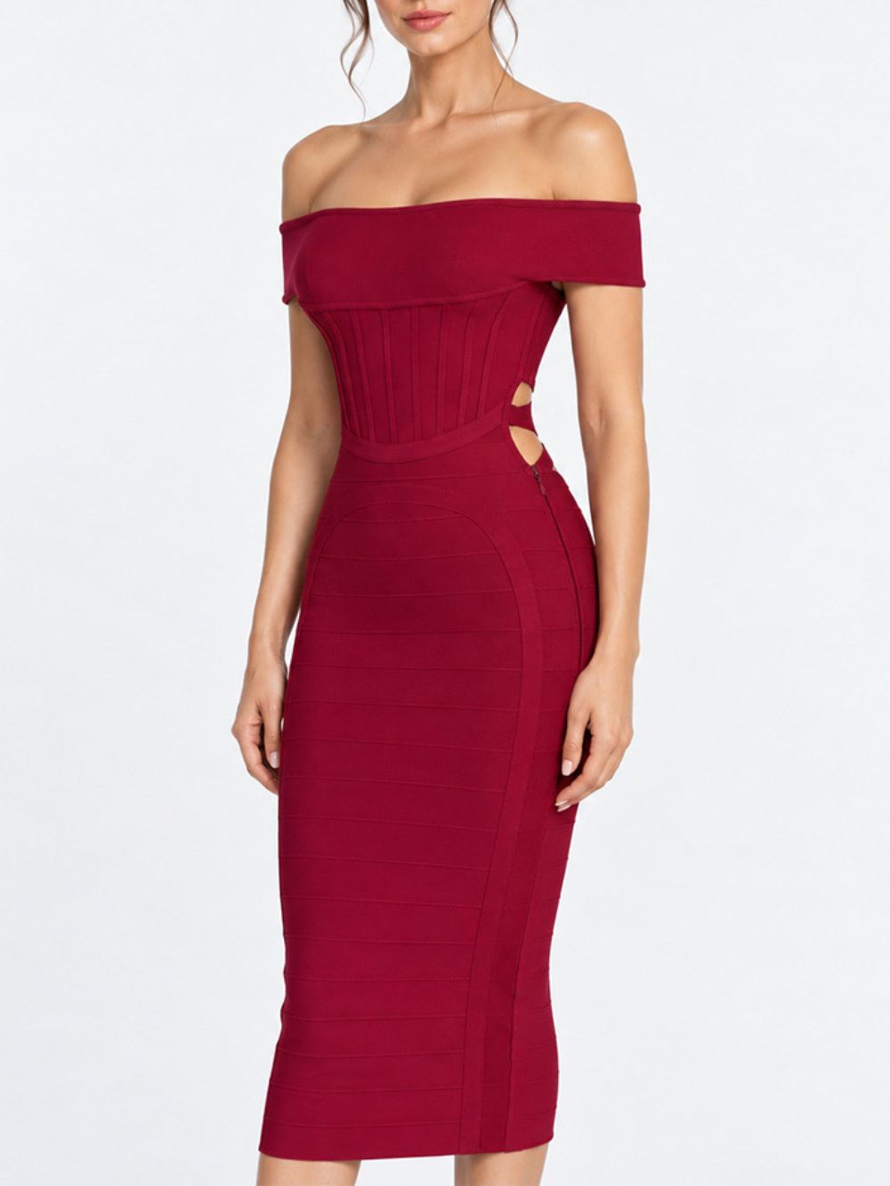 Moria Off-Shoulder Bandage Midi Dress Flowering Girl
