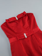 Drea Red Strapless Midi Dress Flowering Girl