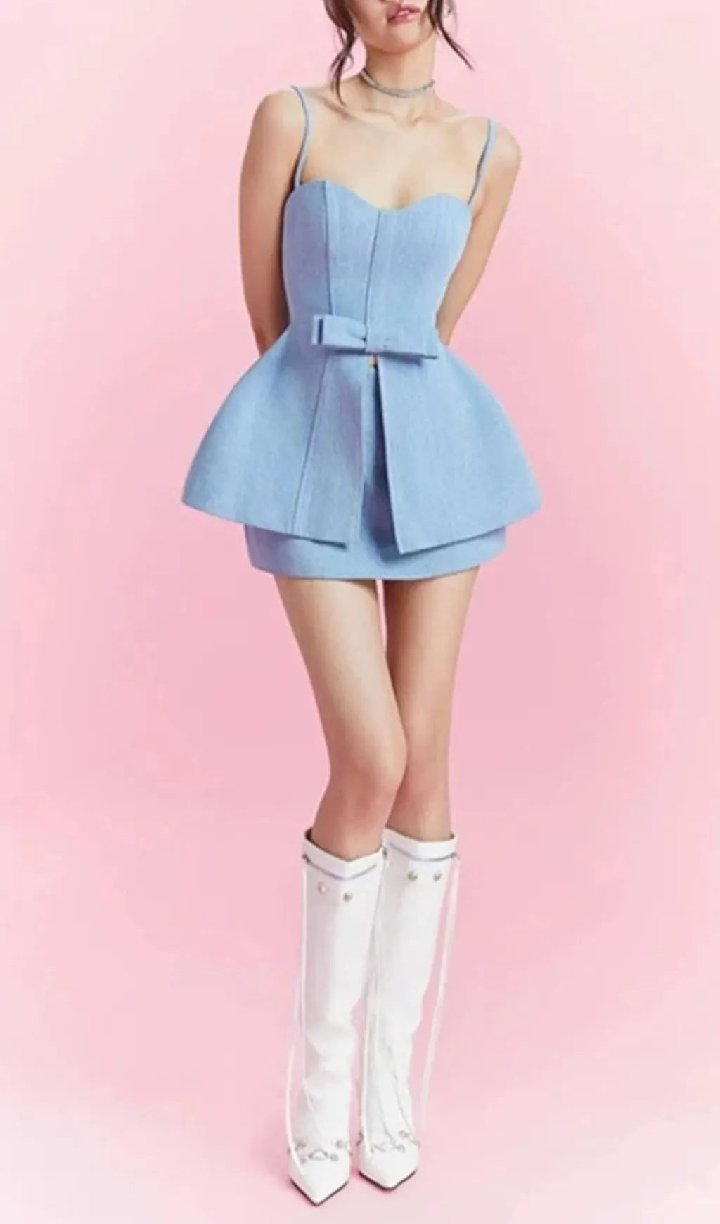 Jaylyn Blue Bowknot Two-Piece Set Flowering Girl