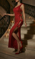 Kazia Red Bow Sequin Maxi Dress Flowering Girl